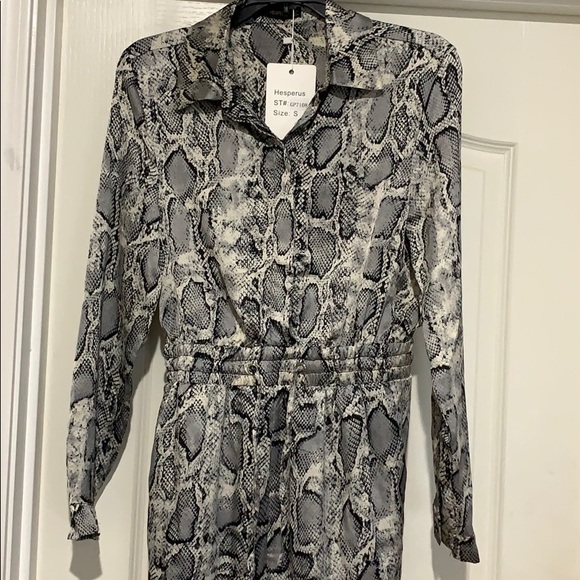 long sleeve snake print jumpsuit